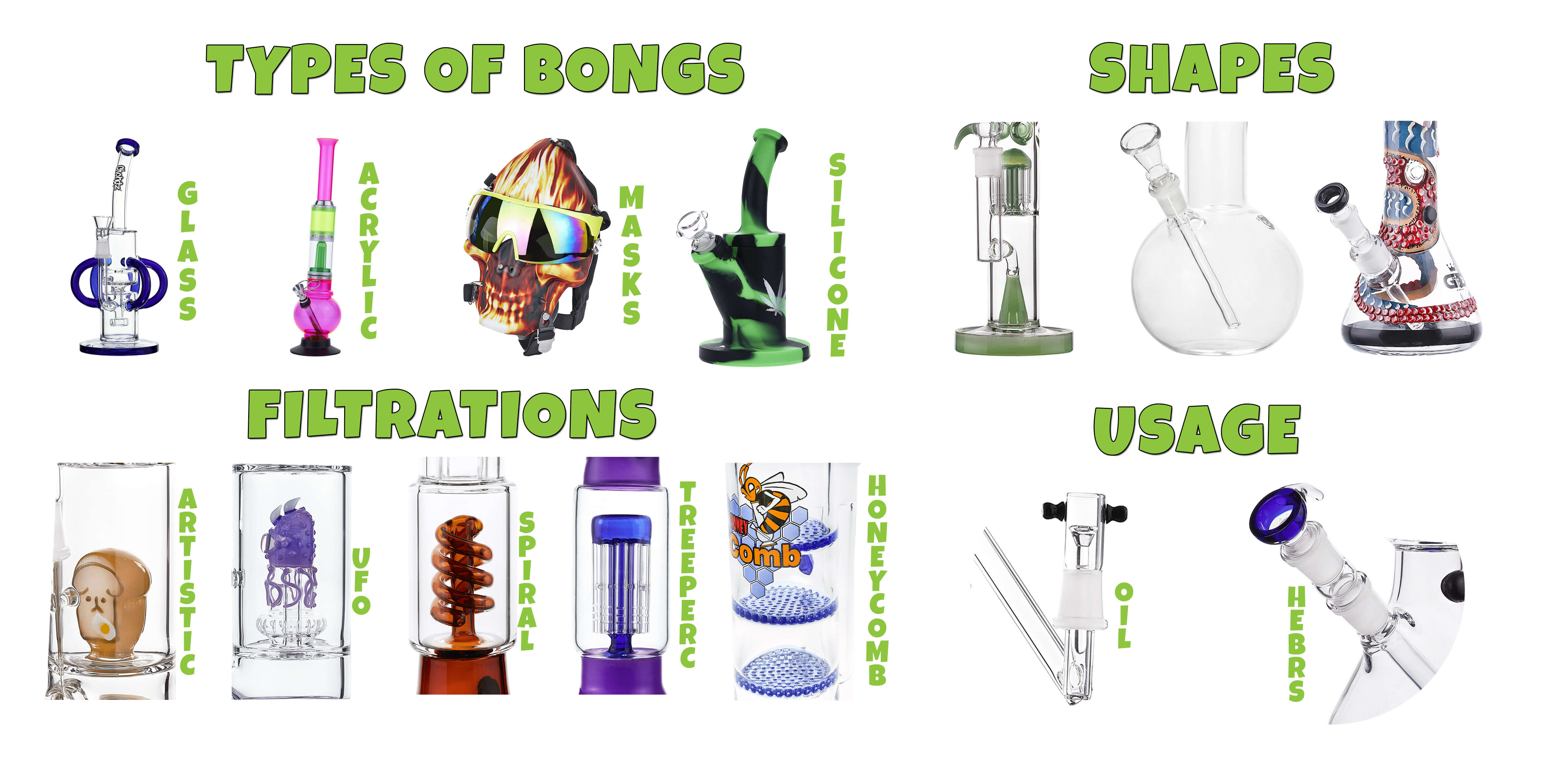Types of glass bongs